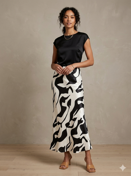 Satin Bias-Cut Midaxi Skirt