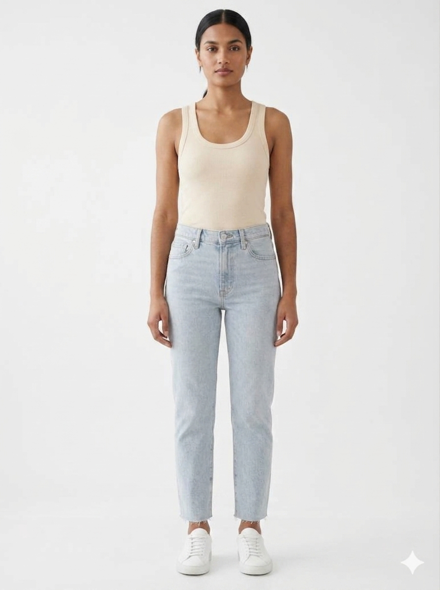 Gap Girlfriend Tapered Mid Rise Low Stretch Jeans