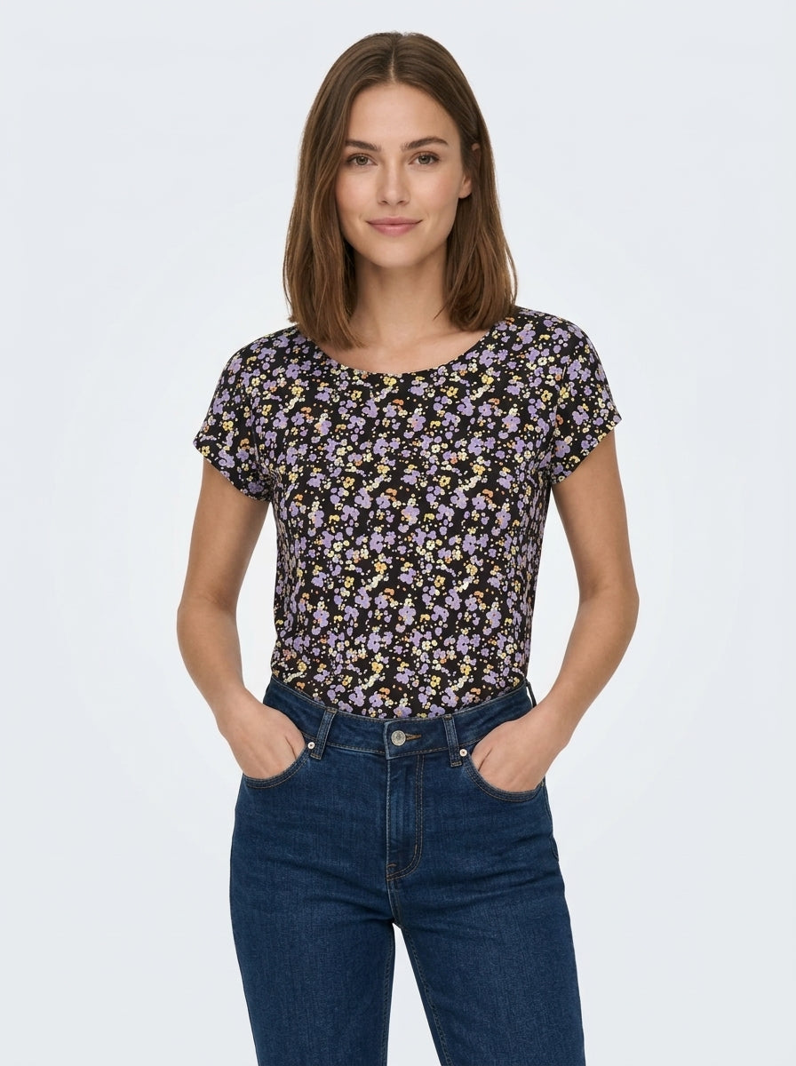 Women's Floral Print Short Sleeve T-Shirt