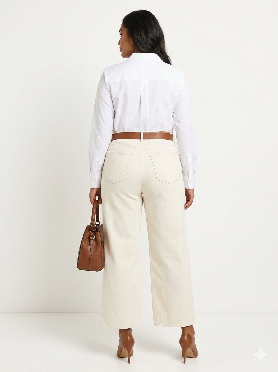 Wide Leg High Rise Crop Jeans
