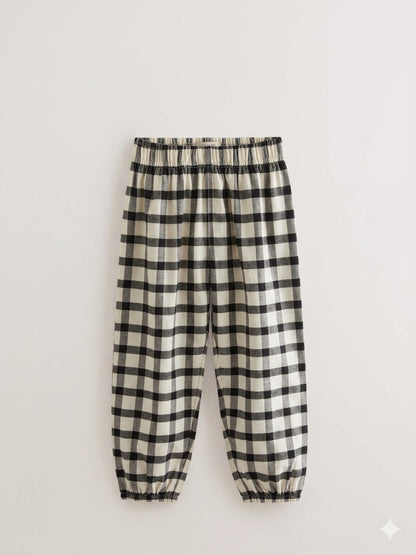 Black/White Woven Check Pyjama Bottoms