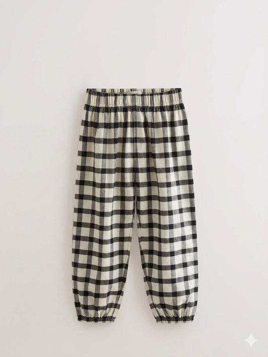 Black/White Woven Check Pyjama Bottoms