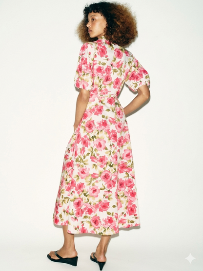 Zara Floral Print Multicolored Midi Dress