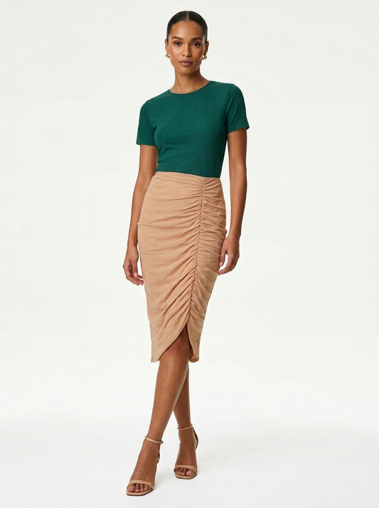 Kamali Women's Shirred Ruffle Skirt