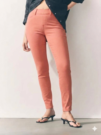 Mauve Full Length Jersey Denim Leggings-