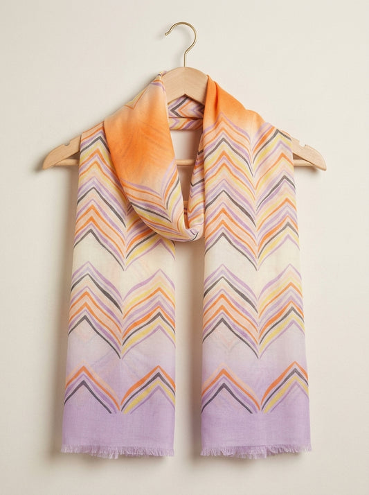 Zigzag-Print Lightweight Scarf