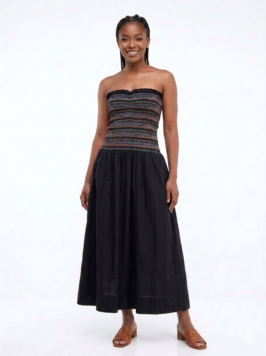 Strapless Smocked Maxi Dress