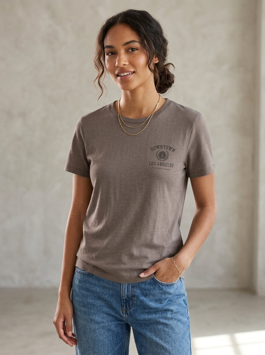 DownTown LA Taupe Tee