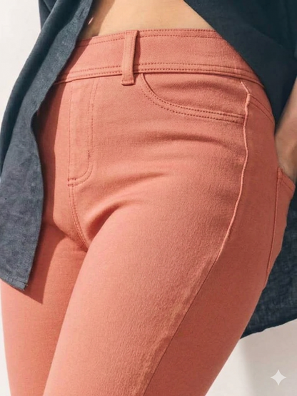 Mauve Full Length Jersey Denim Leggings-