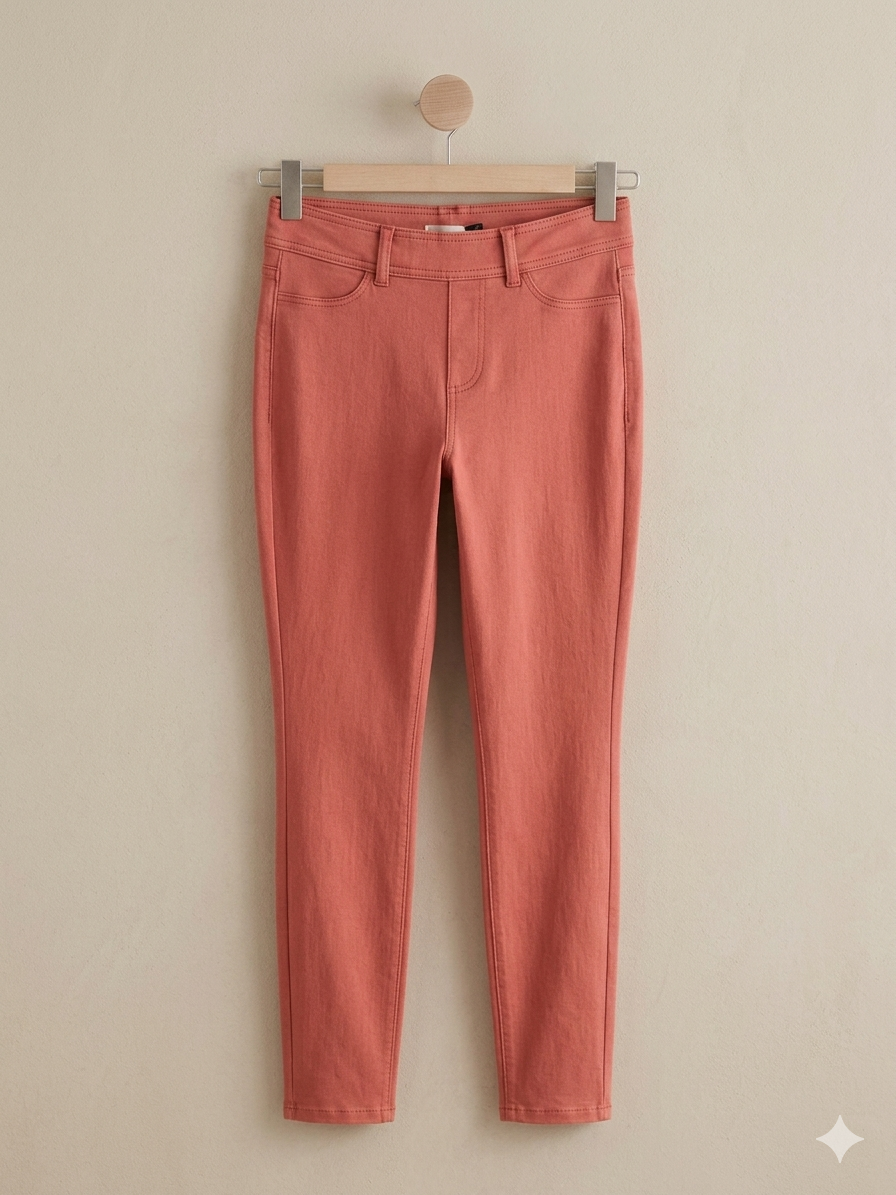 Mauve Full Length Jersey Denim Leggings-