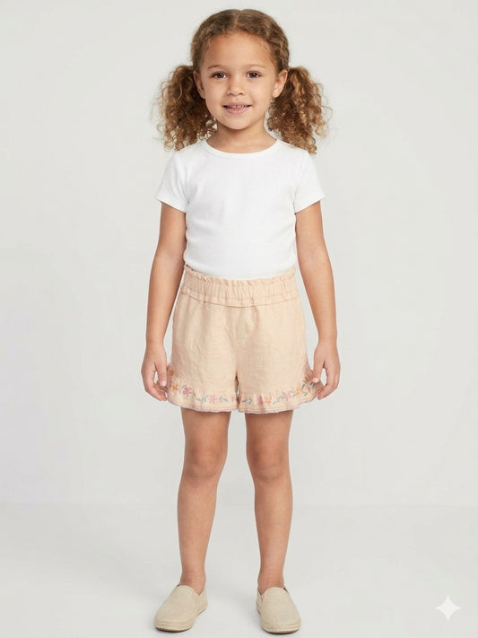 River Island Cream Embroidered Frill Hem Shorts