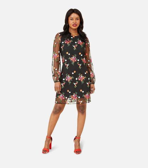 Embroidered Floral Tunic Dress