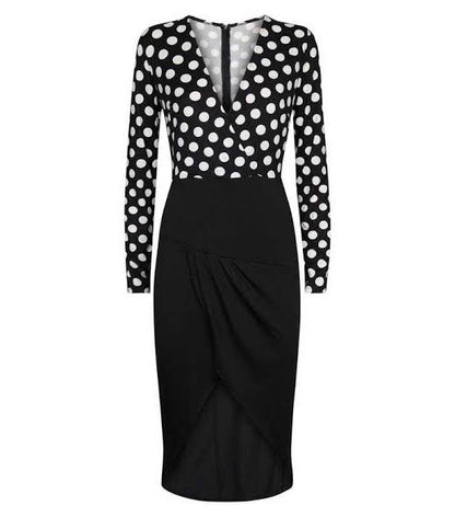 2 in 1 Polka Dot Dress Black