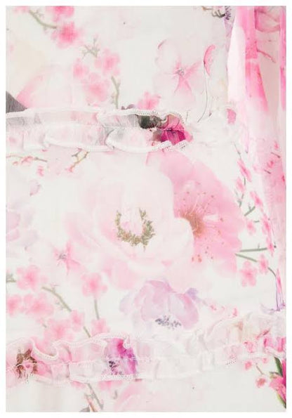 Organza dress with ruffles floral print
