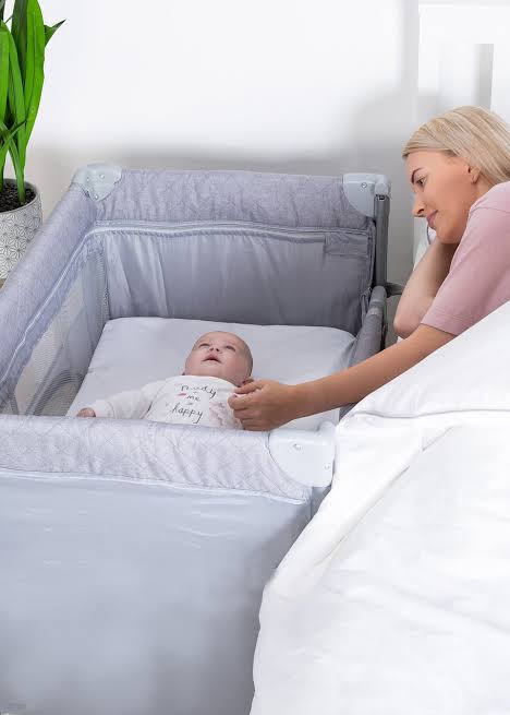 Red Kite Dreamer Bedside Crib, Soft Grey