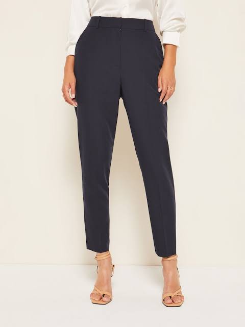 Navy Tailored Tapered Ankle Grazer Trousers