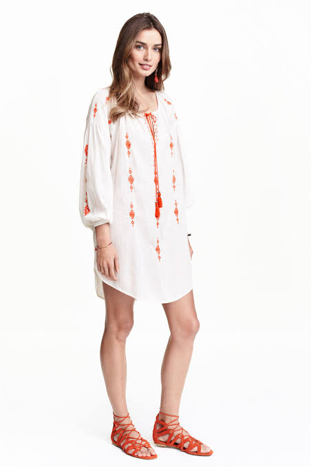 Orange Embroidered Tunic