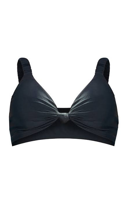 Black Knotted Scrunchie Strap Bikini Top