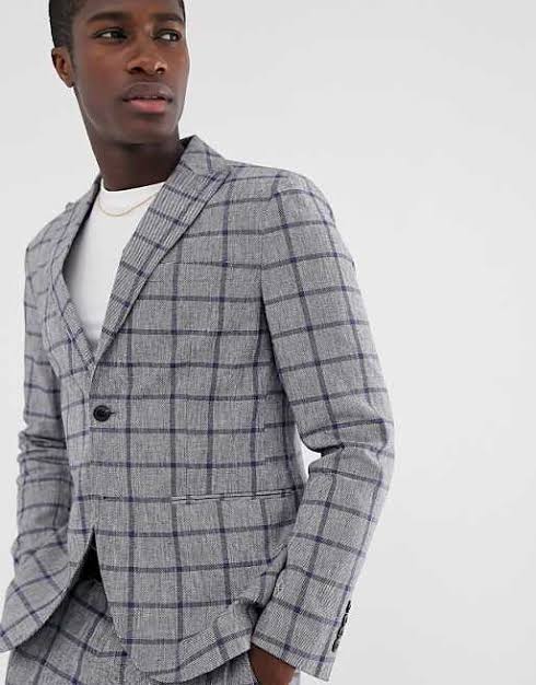Windowpane Linen Check Suit Jacket