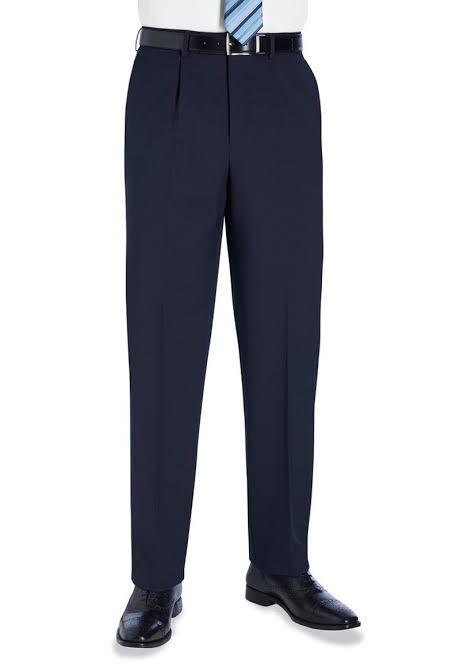 Navy Single Pleat Regular Trouser