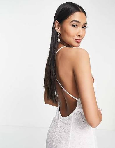Bridal lace maxi dress with low back in ivory