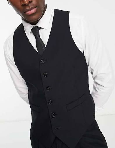 Noak 'Camden' super skinny premium fabric suit waistcoat in black with stretch