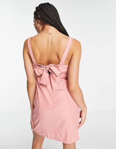 Mini Cami Dress With Bow Back in Baby Pink