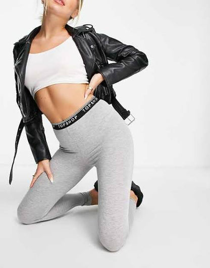 Logo Waistband Legging in Grey