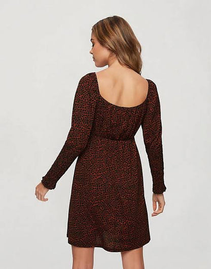 Ditsy Print Fit And Flare Mini Dress in Red