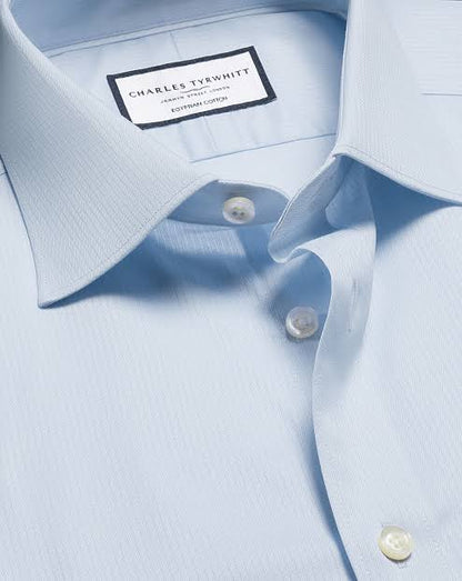 Luxury Stripe Double Cuff Slim Fit Shirt - Ice Blue