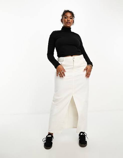 Plus roll neck top in black