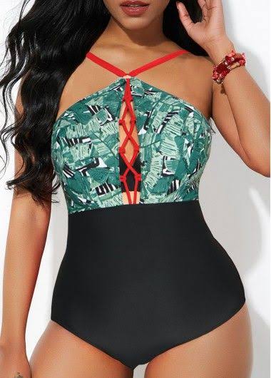 Paradise Palm Plunge One Piece Swimsuit