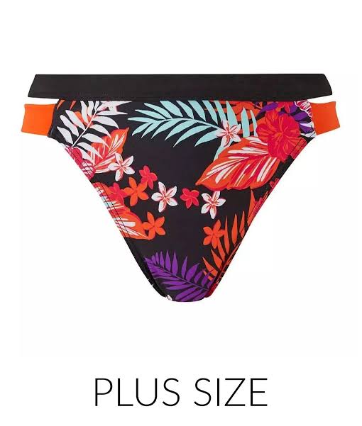 Cut Out Side Tropical Bikini Brief