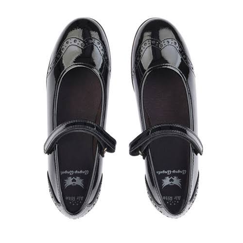 Black Patent Girls Rip-tape Angry Angels School Shoes