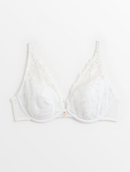 Ivory Bridal Leaf Lace Padded Underwired Bra