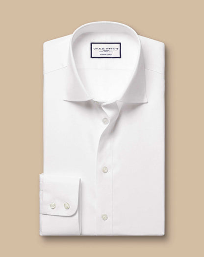 Luxury Ascot Weave Slim Fit Shirt - White
