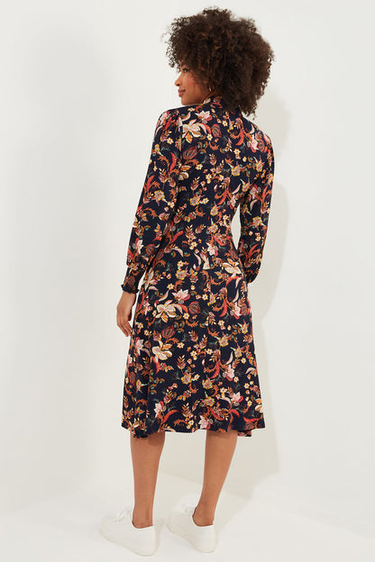 Navy Blue Autumn Days Jersey Dress