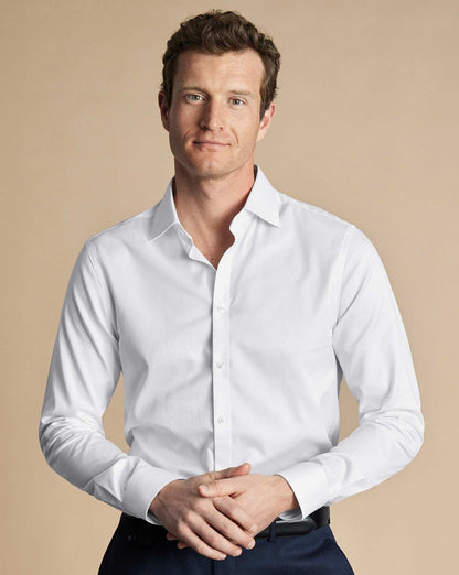 Luxury Ascot Weave Slim Fit Shirt - White