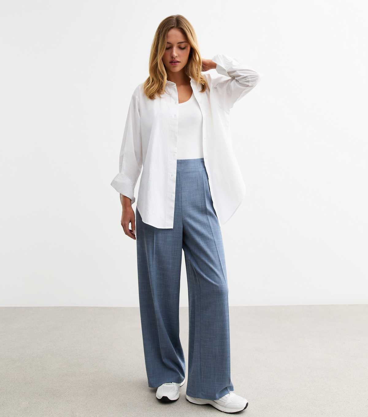 Light Blue Pull On Tailored Trousers