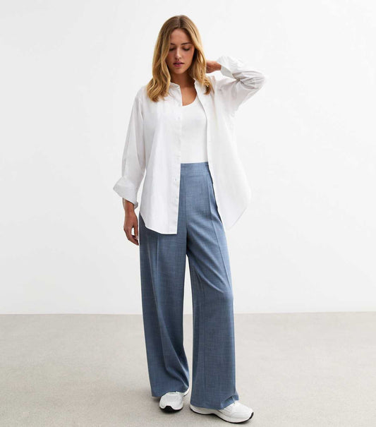 Light Blue Pull On Tailored Trousers