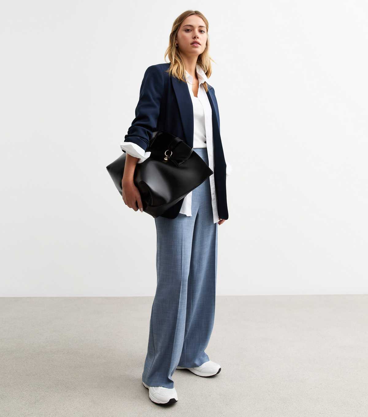 Light Blue Pull On Tailored Trousers