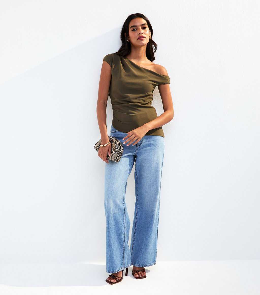 Light Green Off Shoulder Scuba Top