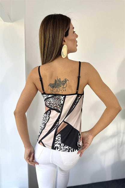 Animal Print Lace Cami Top