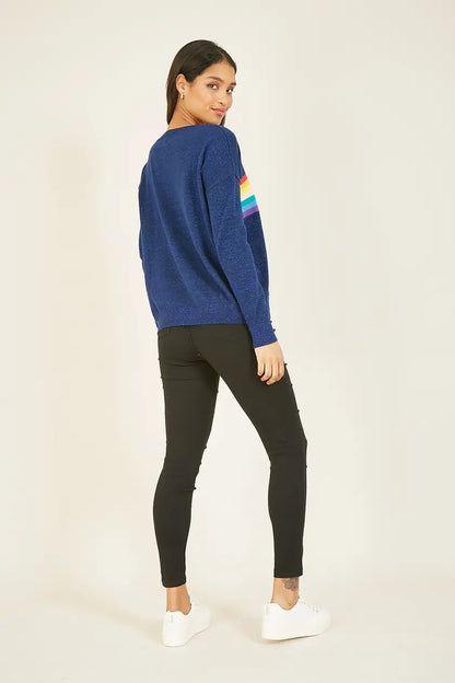 Navy Rainbow Knitted Jumper