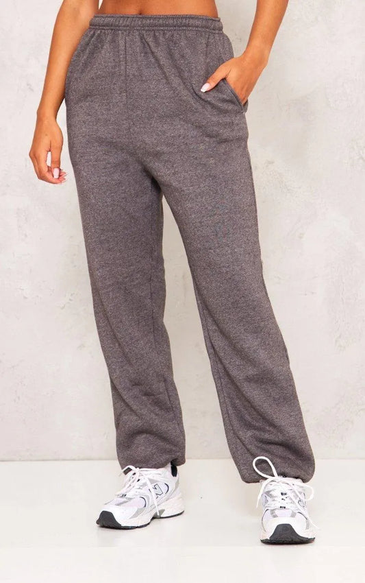 Charcoal Marl Sweat Cuffed High Waist Joggers