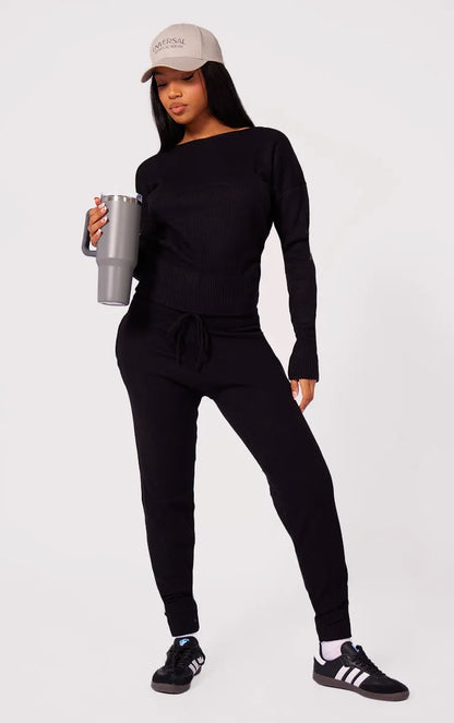 Black Knit Lounge Set
