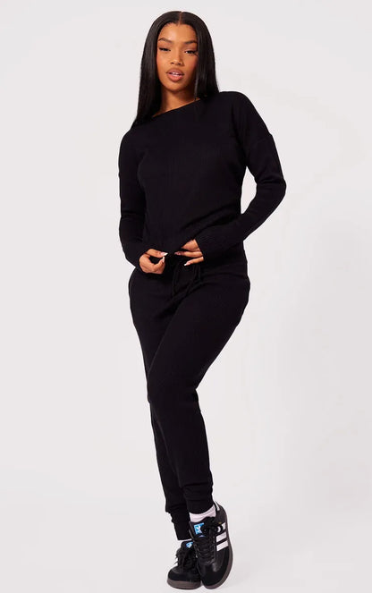 Black Knit Lounge Set
