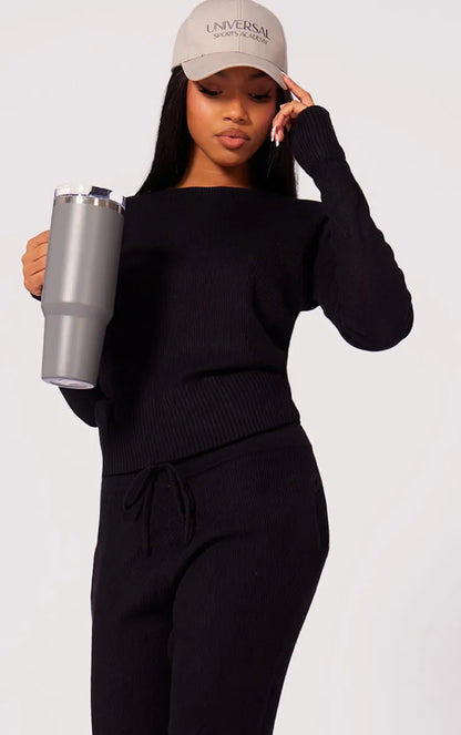Black Knit Lounge Set