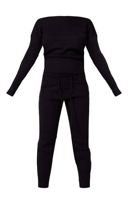 Black Knit Lounge Set