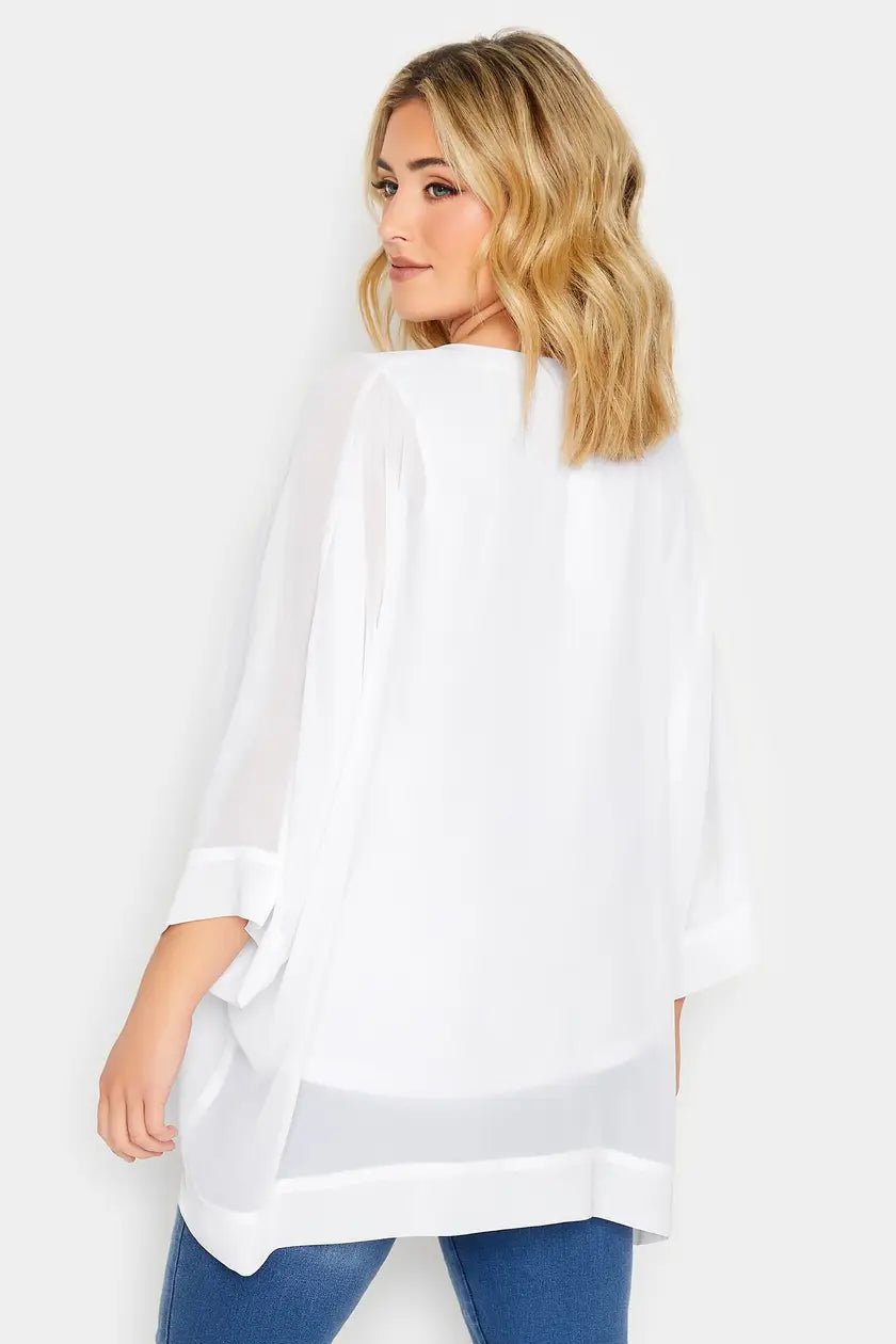 White Chiffon Cape Blouse